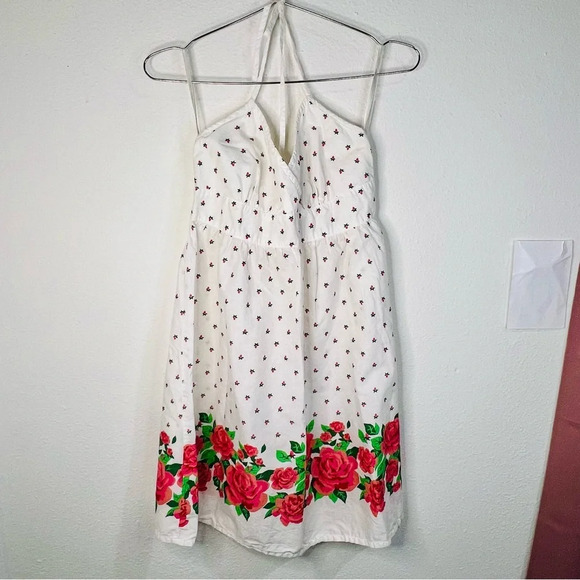 Divided by H&M White with Floral Pattern Y2K Casual Cool Halter Top Dress Size 8 - Picture 1 of 16